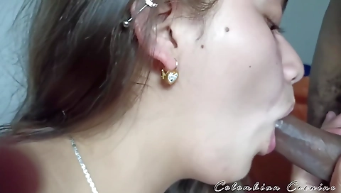 Brunette stepsister with a deep throat gets humped hard