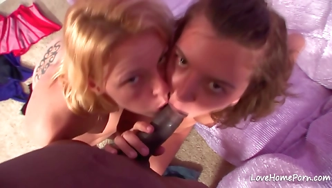 Two blonde hotties have awesome interracial threesome