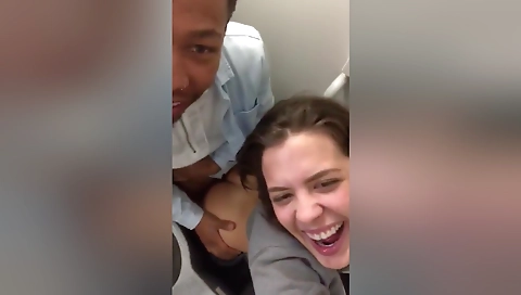 Brunette teen with a nice ass is fucked in a toilet