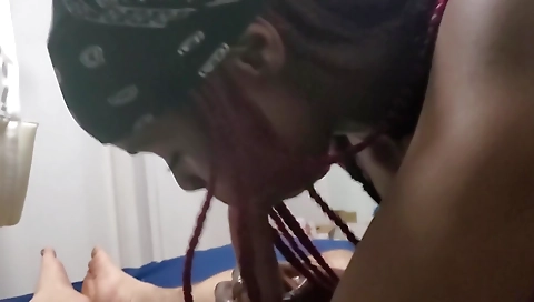 Horny ebony teen is going to suck a dick with a guy