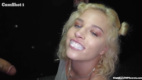 Blonde brunette girl with a beautiful face gets fucked