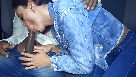 Nice car sex with a brunette brunette driver and red-haired girl