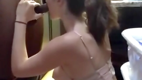 Big cock sucking and getting fucked in the kitchen