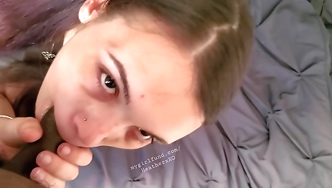 Ebony brunette and a large black dick fuck in a deepthroat