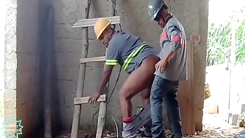 Ebony teen fucks her black partner's mouth and anal