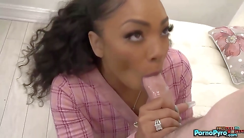 Ebony teen with a nice ass gets fucked by a rich guy