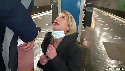 French blonde enjoys deepthroat anal sex with a stranger