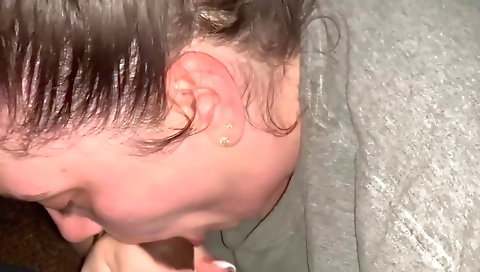 Busty brunette gets fucked by a black dude in a gangbang