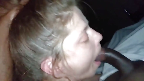 Amateur hot chick is sucking two men and getting cum