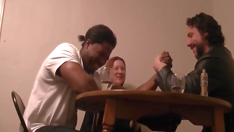 Big dick fucks a bitch with a big booty in a threesome