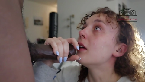 Brunette with a round ass has a deep throat and facial