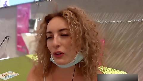 Horny threesome gangbang from a busty blonde gangbanging