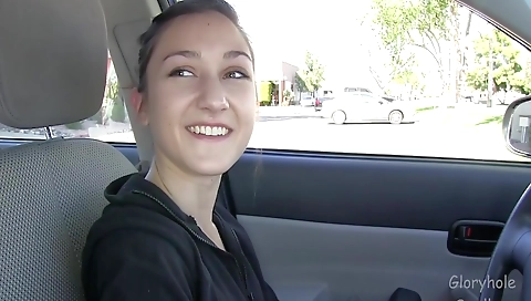 Brunette with a black hair and big booty sucking dick