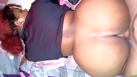 Big ass redhead and her thick long cock with a huge booty