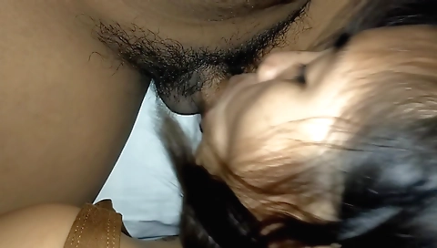 Horny amateur asian teen with a hairy pussy on her back