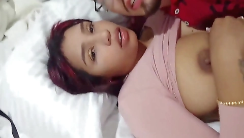 Colombian teen with big tits has hairy pussy fucked